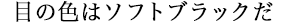 目の色はソフトブラックだ