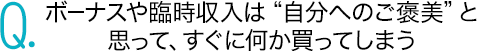 ボーナスや臨時収入は“自分へのご褒美”と思って、すぐに何か買ってしまう