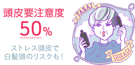 頭皮要注意度50％ストレス頭皮で白髪頭のリスクも！